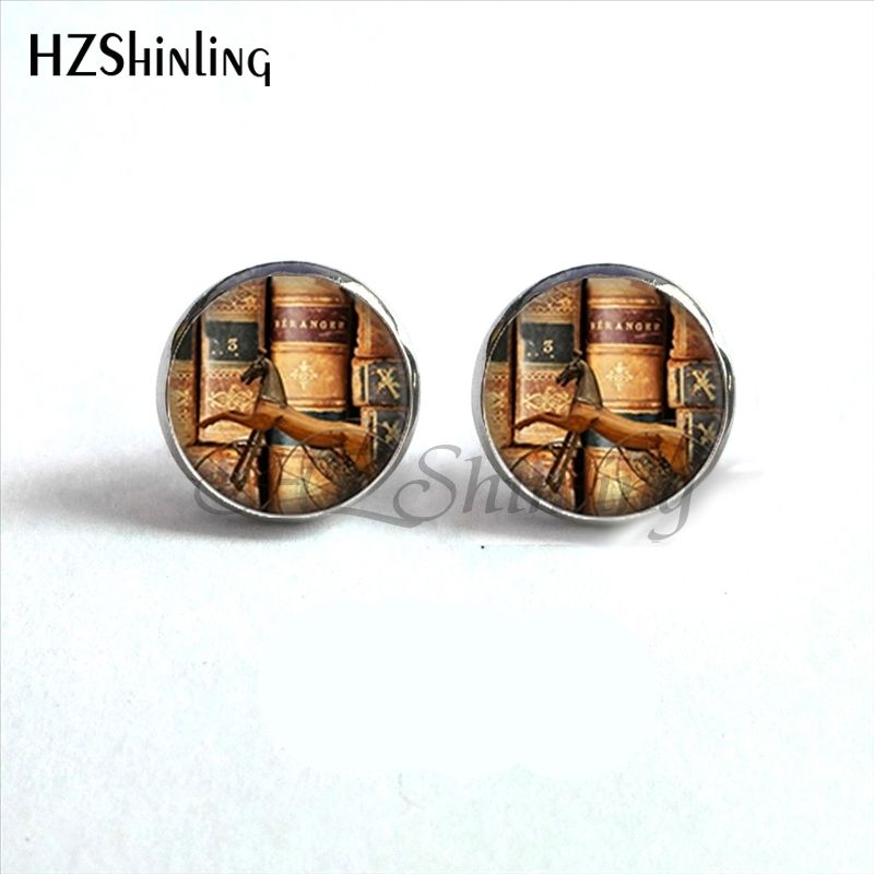 Women's Earrings, Made Of Glass With Pendant, Retro, Book Form, Jewelry, HZ4, NES-0020_voghion.com