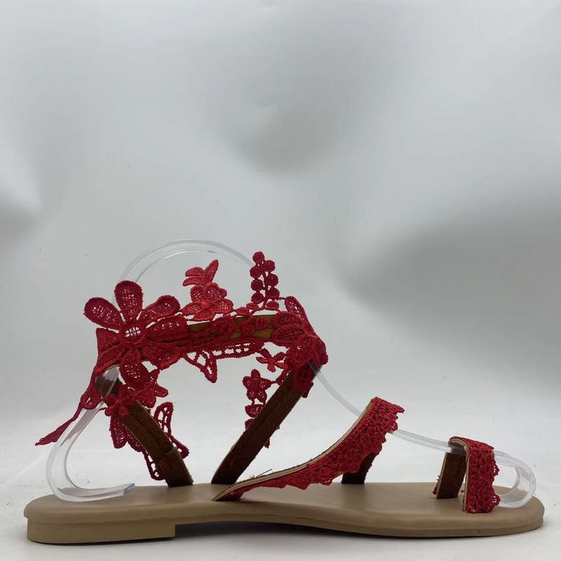 sandali con tacco piatto a forma di fiore in tinta unita di grandi dimensioni taglia grande 35-43_voghion.com
