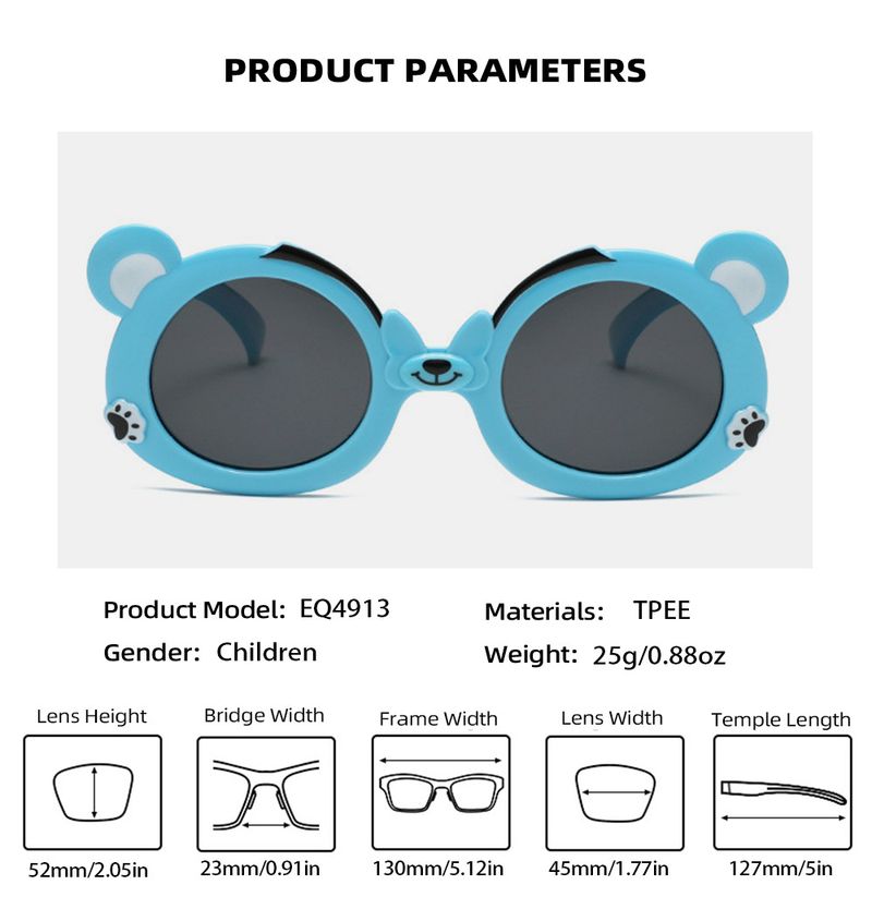 Weiche Silikon-Sonnenbrille mit Cartoon-Bär – UV-Schutz und polarisiert (Unisex für Kinder und Erwachsene, High-End-Komfort)_voghion.com
