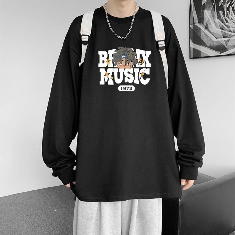 Maglietta a maniche lunghe primaverile e nuova, con stampa musicale, da uomo, strato base elegante, capospalla autunnale_voghion.com