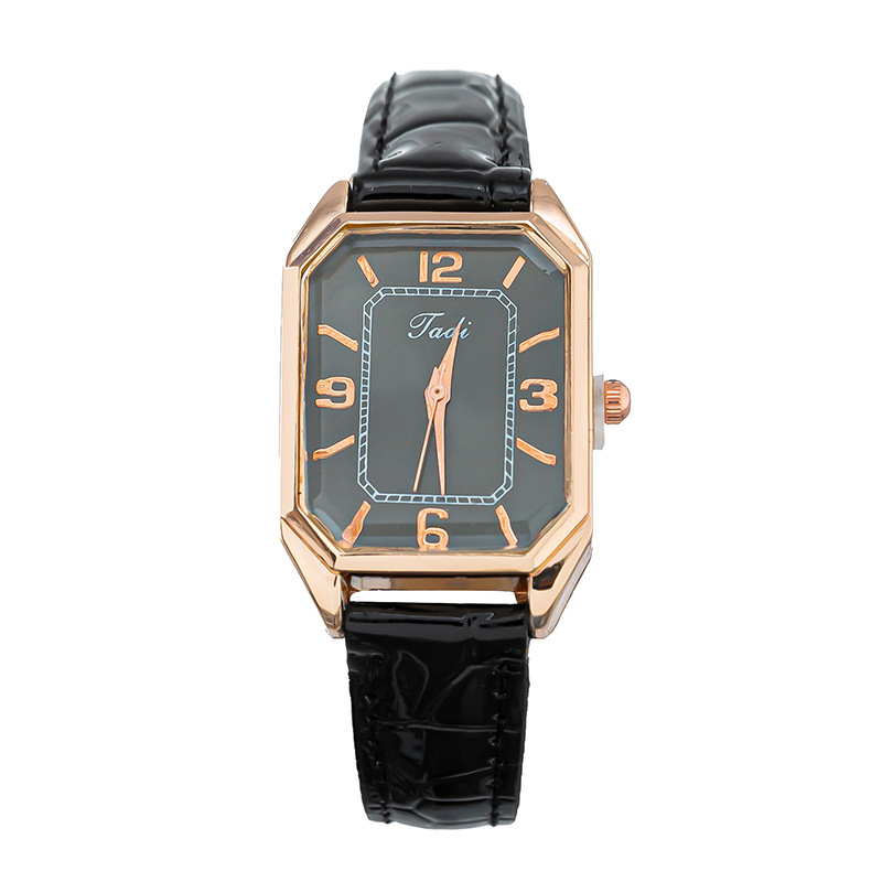 Pinduoduo 2024 Trendy New Bright Belt Women's Square Fashion Digital Scale Quartz Watch_voghion.com