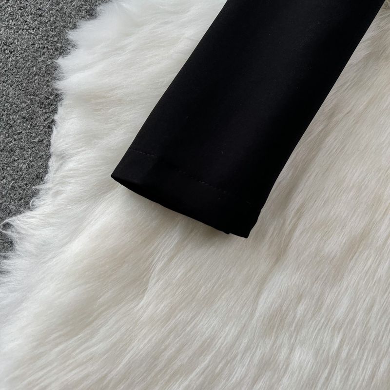 Women's Fashion Set Slim Fit Long Sleeve Short Blazer & High Waist Slit Pencil Skirt Autumn Outfit (Black, S/M/L/Xl)_voghion.com