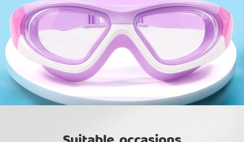 Children's Swim Large Frame Diving Boys Girls Transparent HD Waterproof Anti-Fog Swimming Goggles_voghion.com