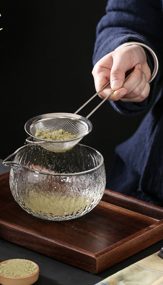 Glastee mit Farbbox, Schneebesen, Schüssel, Ständer, Matcha-Schaufel, komplettes Utensilienset_voghion.com