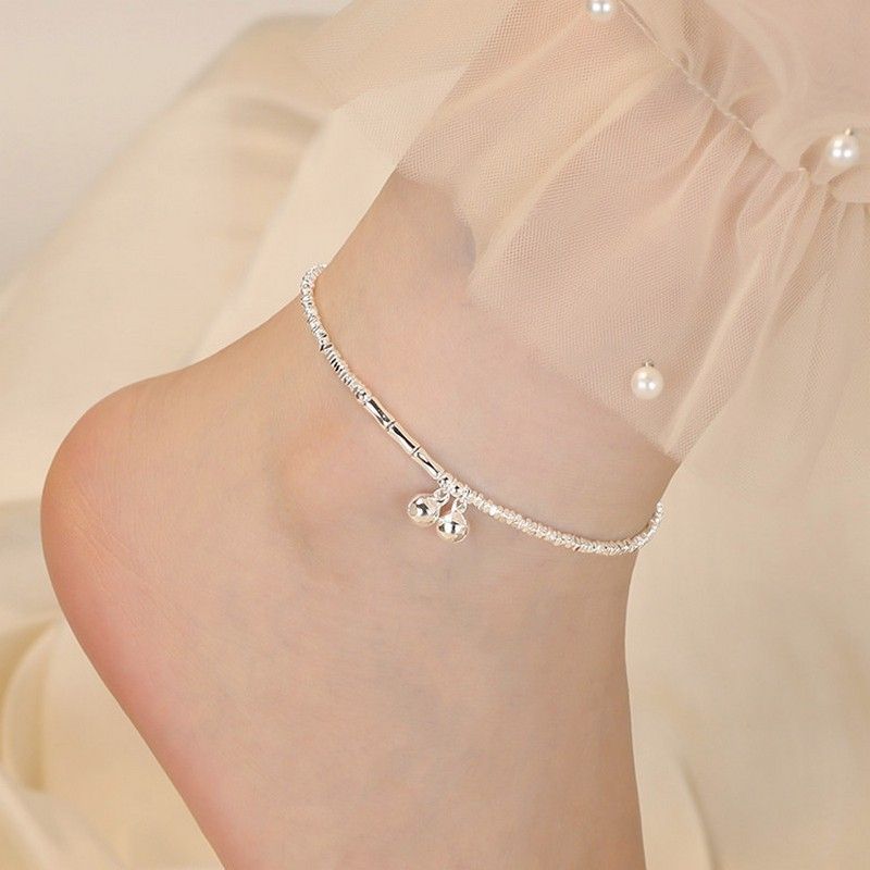 Niche Irregular Silver Fragment For Women, Trendy High-End Sense, Step One Sound Palace Bell Anklet_voghion.com
