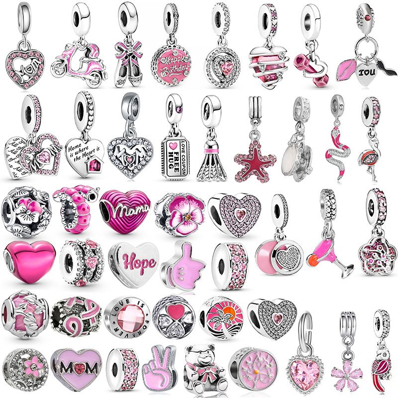 Classico ciondolo rosa per mamma in lega con perline di buon compleanno, braccialetto fai da te_voghion.com