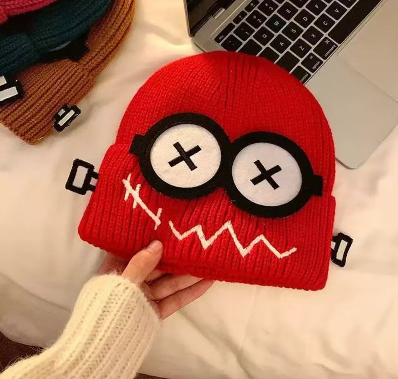 Cappello da baseball con protezione per le orecchie, caldo e versatile, in maglia, stile cartone animato, per studenti, autunno inverno_voghion.com