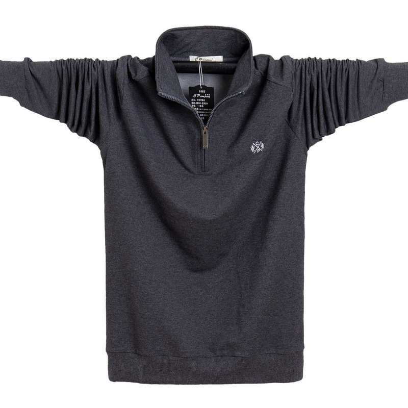 Herren-T-Shirt von unschlagbarer Qualität, langärmliges Sportoberteil in Übergröße, Herbstkleidung, Klappkragen, Reißverschluss, Typ, dicke Menge 8868_voghion.com