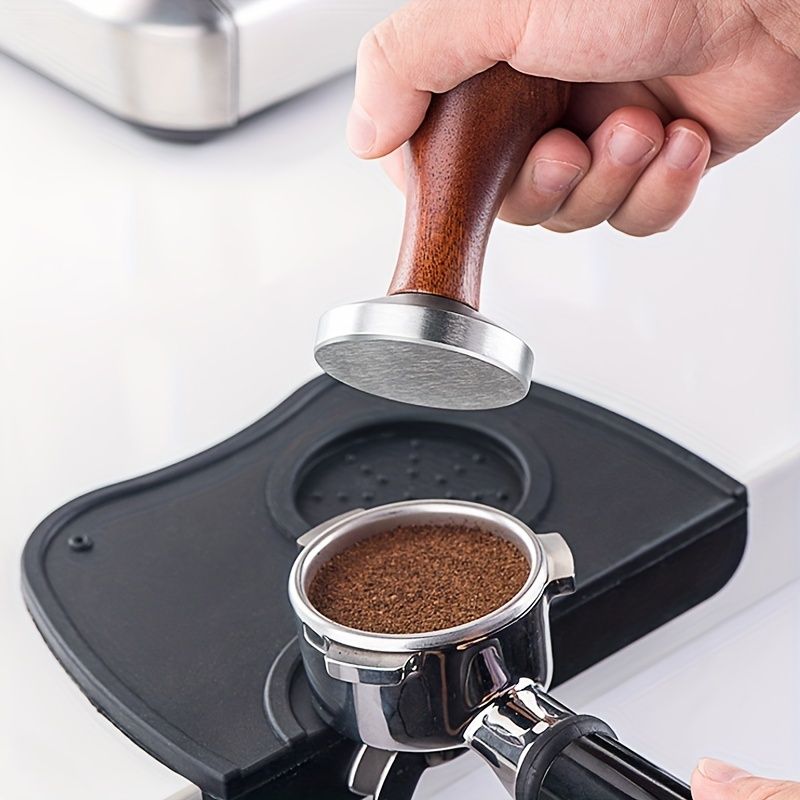 1pc, Pudder Press Hammer 51/53/58mm Holz Handle Pudder Press Kaffi Set mat Edelstahl Fest Pudder Press Hammer Pudder Distributeur._voghion.com