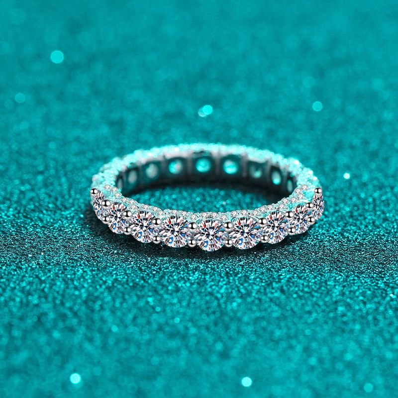 Anello in argento sterling da donna, con moissanite a grappolo, placcato oro PT950, anello cubano da sposa_voghion.com