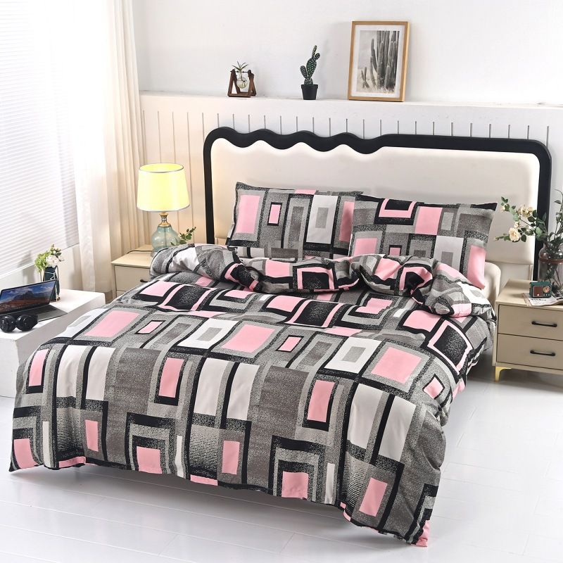 Conjunto de capa de edredom de algodão escovado de luxo estampado - roupa de cama macia tamanho casal/queen/king size para casa e dormitório universitário_voghion.com