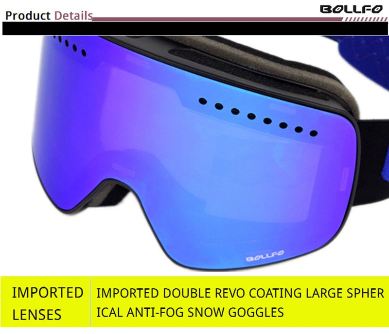 Skibril met magnetische dubbellaagse gepolariseerde lens Skiën Anti-condens UV400 Snowboardbril Heren Dames Skibril Brillenkoker_voghion.com