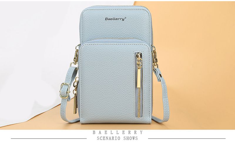 Shoulder Bag Fashionable and Versatile Zipper Vertical Double-layer Mobile Phone Bag Anti-theft Small Square Bag for Shopping and Dating Baellerry_voghion.com