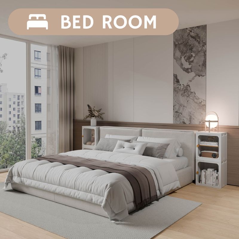 Single Sturdy & Convenient Foldable Cabinet, Durable Steel-Wood Combo With Anti-Slip Design & Quick Fold & Install, Easy To DIY Storage Container With Door, White_voghion.com