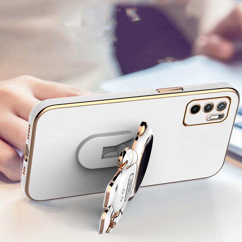 Astronaut Bracket Plating Phone Holder Case for Xiaomi Redmi Note 10 11 9 Pro Max 10S 11S 9S 9A 9C 4G 5G Stand Soft Back_voghion.com