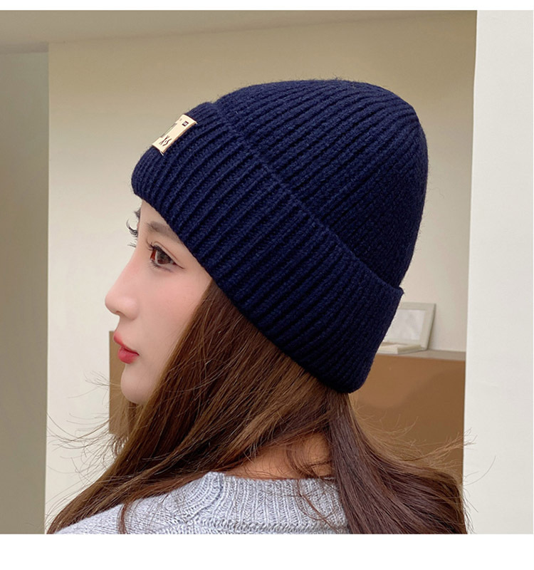 Knitted wool hat women's autumn and winter  version of the trendy net red style letter hat thickened cotton hat ins wind knitted hat_voghion.com