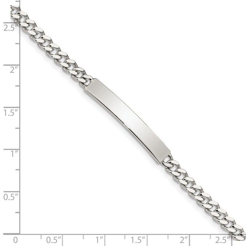 Sterling Silver Polished Engraveable Curb Link ID Bracelet_voghion.com