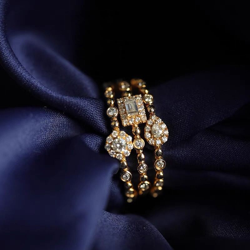 Anelli di fidanzamento da donna, impilabili, con diamanti, stile INS, con micro pavé di zirconi, placcati in oro_voghion.com