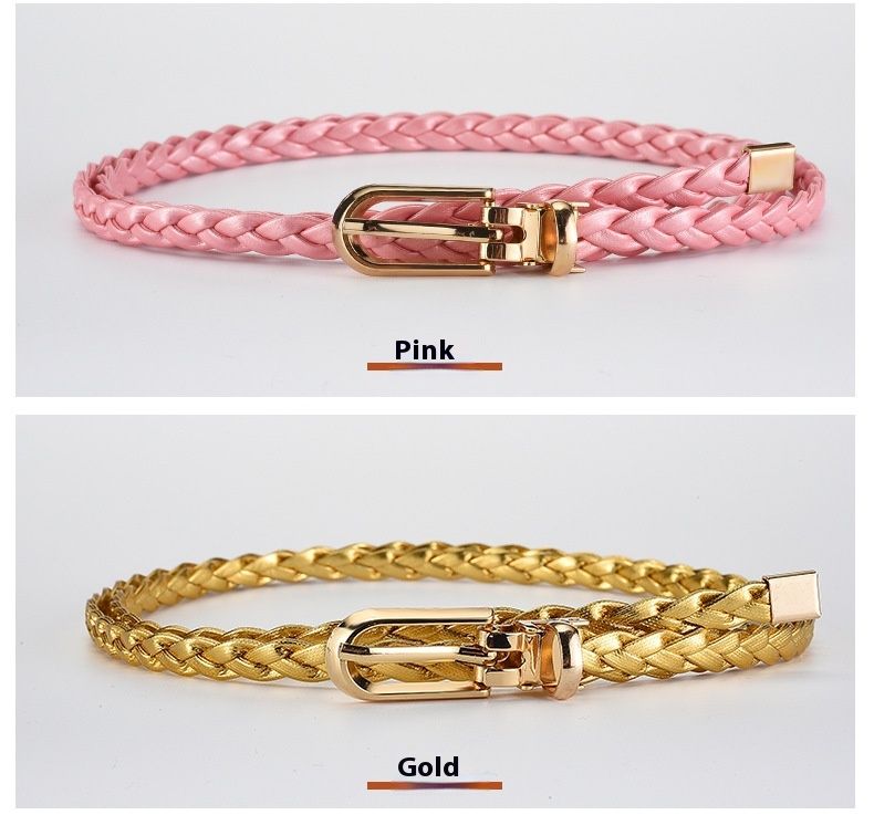 Ny klänning med tunn midja för kvinnor, exklusivt och mångsidigt dekorationsbälte med nålspänne i PU, litet bälte i koreansk version_voghion.com