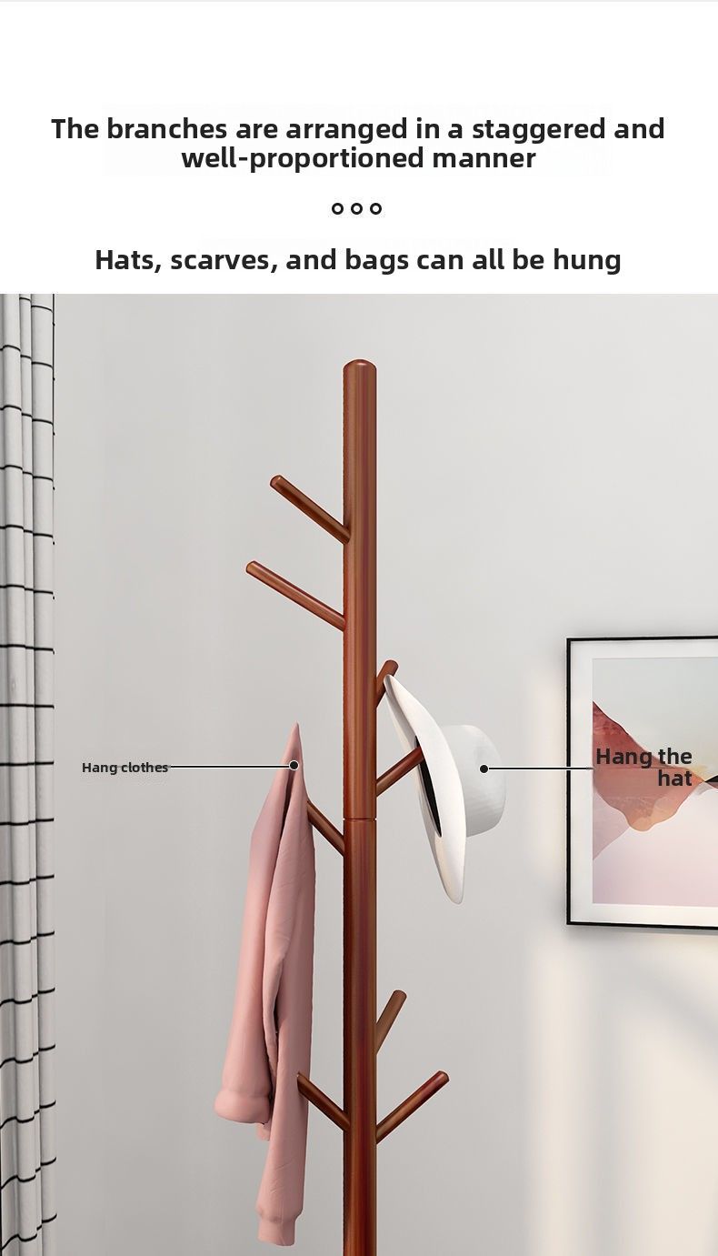 Cabide de chão de madeira maciça para quarto, vertical, casa, simples, para secar roupas, cabide para pendurar_voghion.com
