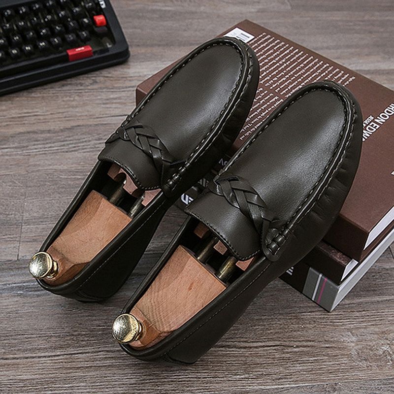 SHLIANG Fashion Men Loafers Leather Casual Shoes High Quality Slip on Business Non-Slip Comfy Classic Driving Shoes SB043_voghion.com