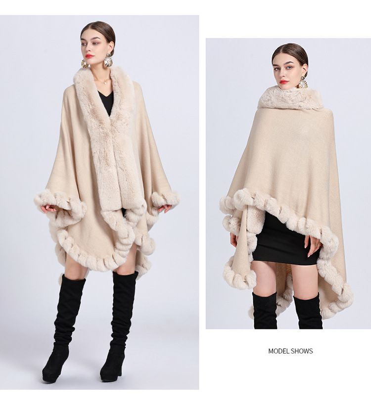 Elegante cardigan oversize con maniche a pipistrello e collo in pelliccia sintetica di coniglio - Lungo cappotto avvolgente con apertura frontale per donna (colori multipli)_voghion.com