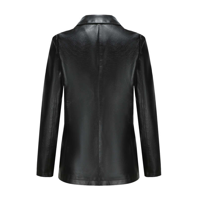 Abbigliamento da donna Real Shot New Small Suit Giacca a maniche lunghe Giacca in pelle tinta unita casual con bottone singolo_voghion.com
