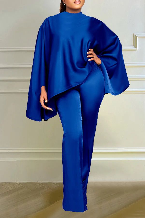 L0402 Completo due pezzi con mantello a maniche lunghe in raso elasticizzato invernale alla moda_voghion.com