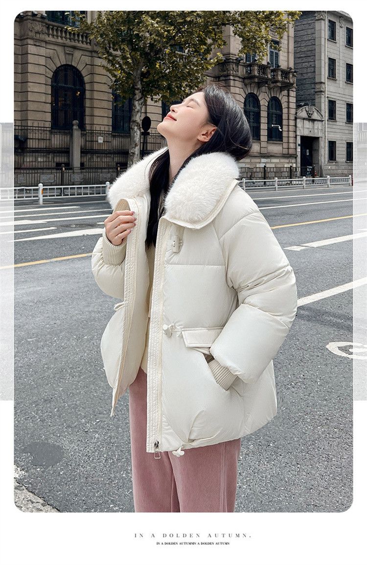 Damen Kurze Pufferjacke Winter Modischer Steppmantel Mit Kunstpelzkragen Für Kleine Größen_voghion.com