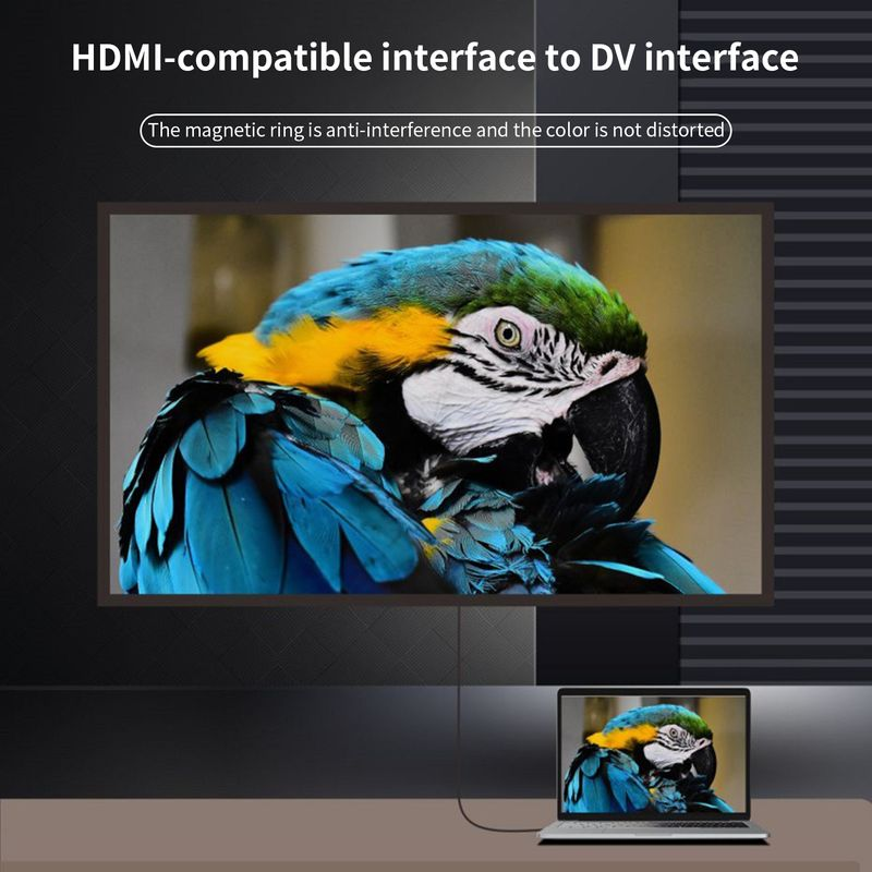 Câble de 1,5 m Plug and Play haute clarté noir compatible HDMI vers DVI mâle convertisseur pour ordinateur portable_voghion.com
