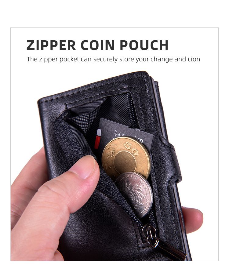 RFID-blockierendes Kreditkartenetui – Schlanke Geldbörse aus PU-Leder mit Aluminiumrahmen für Damen und Herren_voghion.com