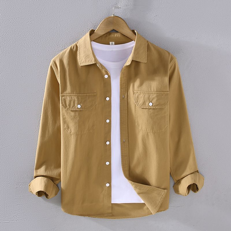 CT 2305 Camicia da lavoro a maniche lunghe in twill di puro cotone, stile americano, per uomo, primavera e autunno_voghion.com