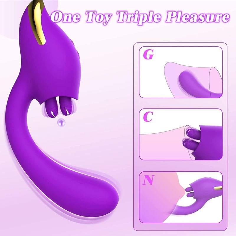 2 In 1 Licking Vibrator Clitoris Stimulator 10 Vibration Clitoral Massage Sex Toys G Spot Realistic Dildo Vibrator For Women_voghion.com