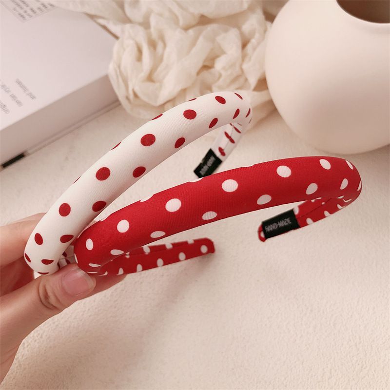 Franse Lazy Satin Red Polka Dot Dames 2025 Nieuwe High-end Sponge Hoofddoek Honderden Out Of The Street Haarbanden_voghion.com