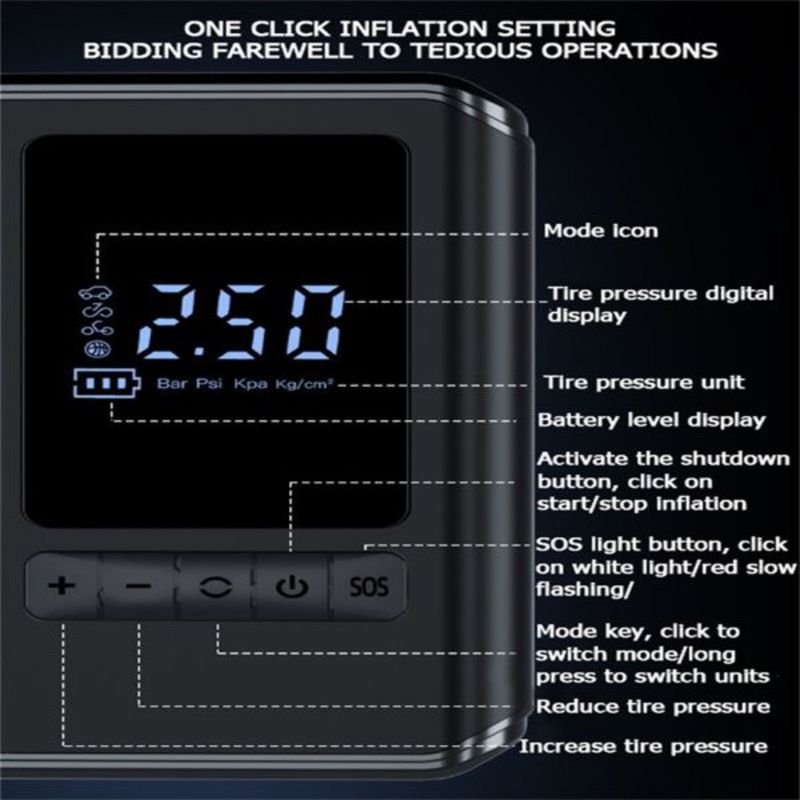 4 Digital Bank: Tire Used Be Car Tire Air Can Lighting Power Mini Inflator A LED A Display Air LED Compressor Use Compressor As_voghion.com