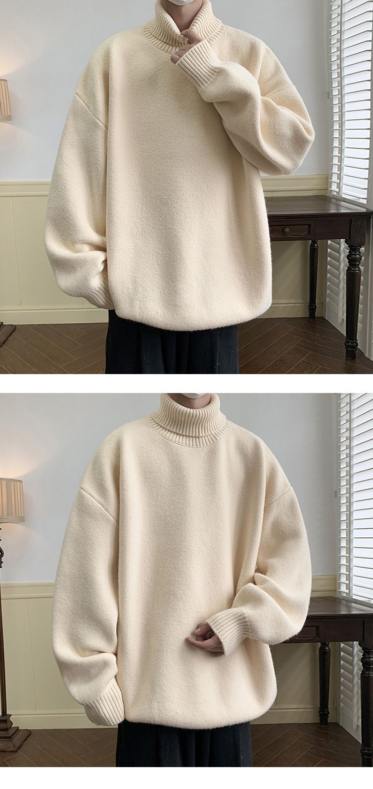 Minimalist High-Neck Sweater – Oversized Knit Pullover For Urban Layering_voghion.com