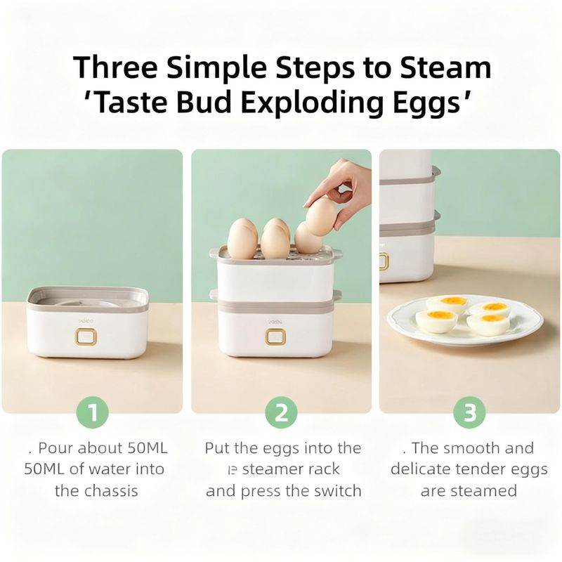 Double-Layer Electric Egg Cooker, Timed Egg Cooker, Automatic Steamer, Egg Pudding Maker, Food Warmer, Breakfast Machine_voghion.com