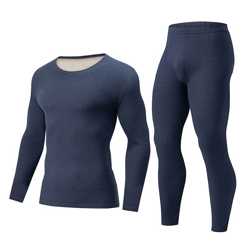 Overseas Platform Special Code Autumn Winter Men's Solid Color Sleeve Long Pants Thermal Underwear Set Base Shirt_voghion.com