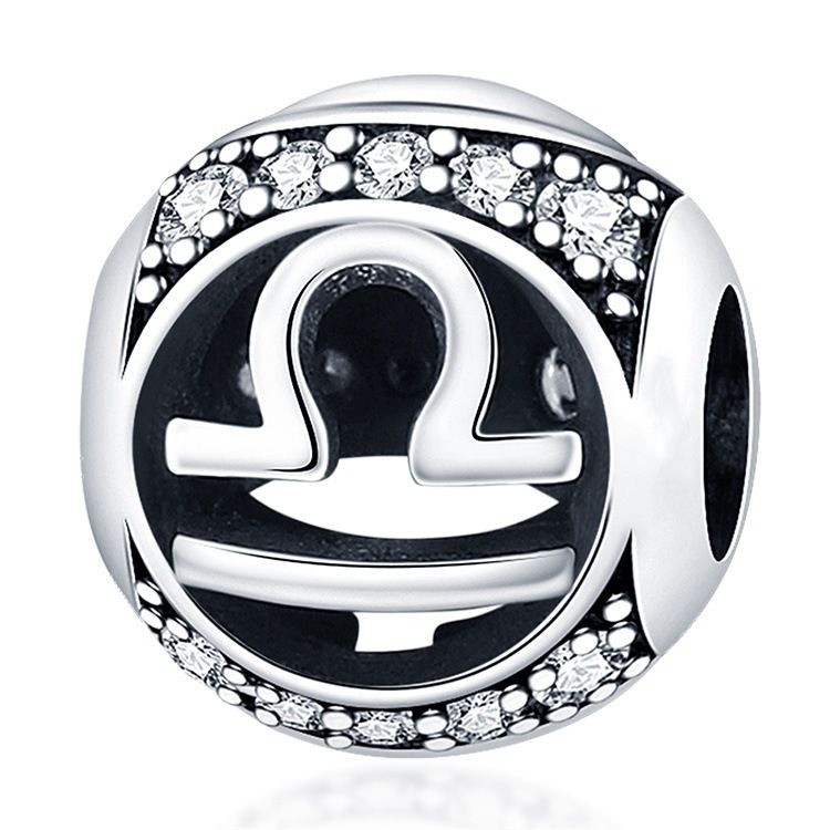 Pingente de prata banhado a cobre branco para mulheres, pulseira com pingente de doze constelações, acessórios de joalheria faça você mesmo, pulseira e colar_voghion.com