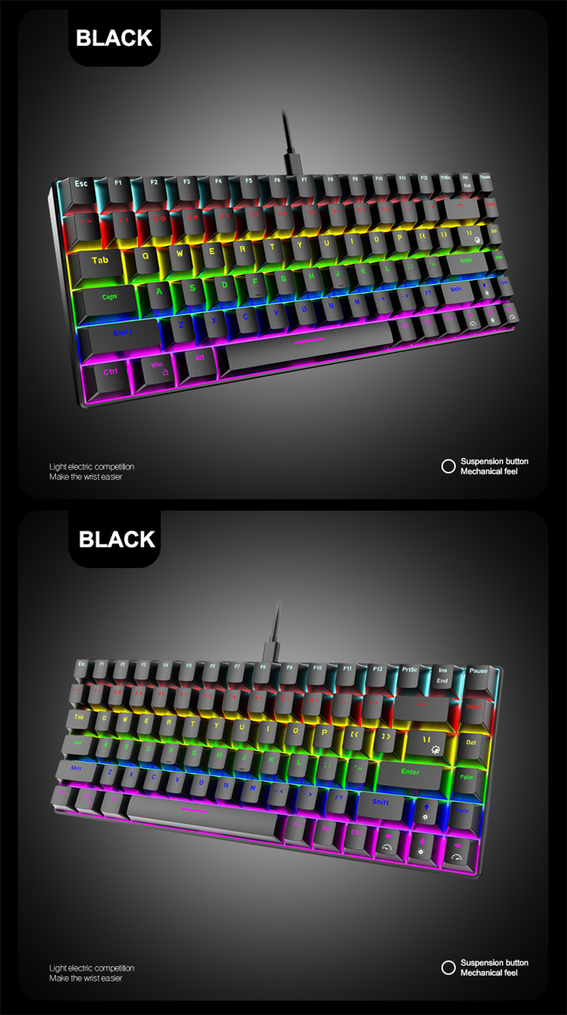 kan byttes K Hot Wired Mekanisk tastatur Magisk Farge Bakgrunnslys nøkkel Spill Office Keyboard Passer for eyboard eyboard_voghion.com