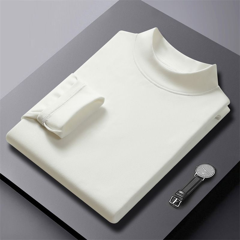 Halbrollkragen Herren Bottoming Shirt Doppelseitiger Samt Deutscher Samt Herbstkleidung Herbst und Winter Thermounterwäsche Einfarbig Lässig Lang_voghion.com