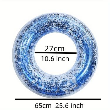 Glittrig transparent badring förtjockad PVC uppblåsbar poolmadrass för vuxna och barn, mousserande vatten, flytande ring med skimrande effekt_voghion.com