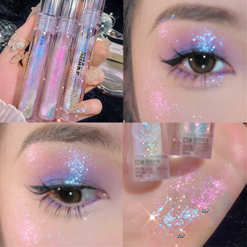 Resaltador 2 colores brillo maquillaje multifunción sombra de ojos líquida delineador de ojos impermeable perla iluminar gusano de seda Shak_voghion.com
