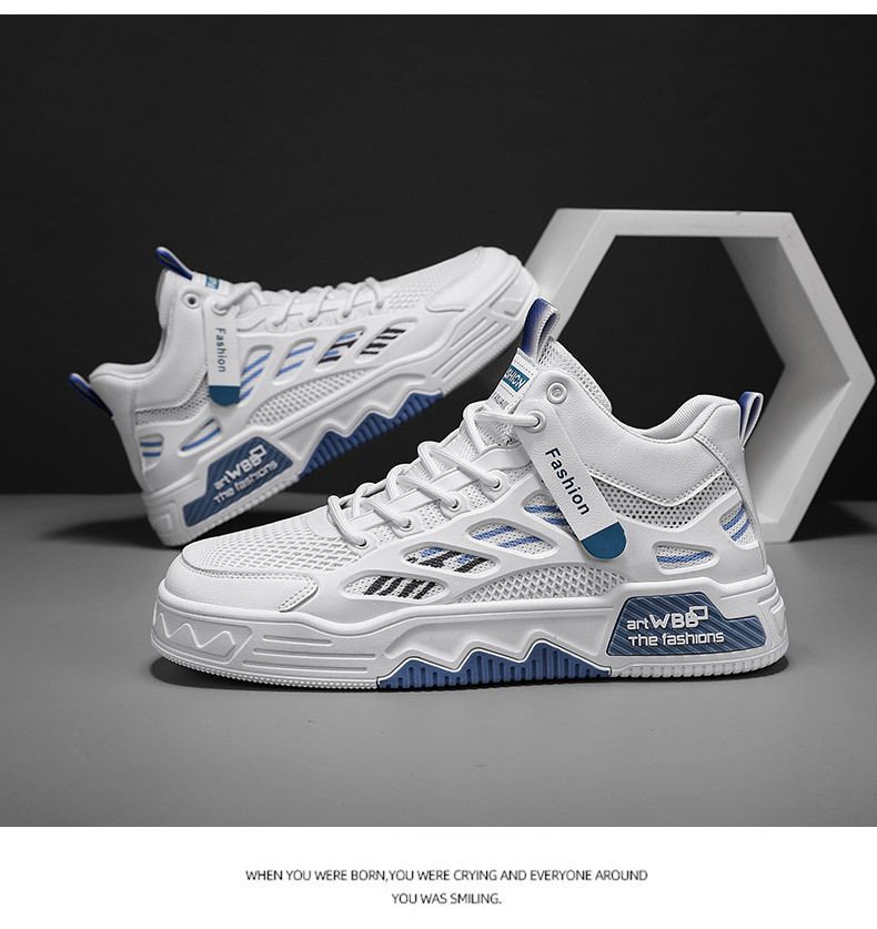 Zapatos Air Force One para hombre, zapatillas de deporte de caña alta de marca de moda popular, nuevo estilo de primavera, zapatos deportivos casuales transpirables de malla, zapatos blancos_voghion.com