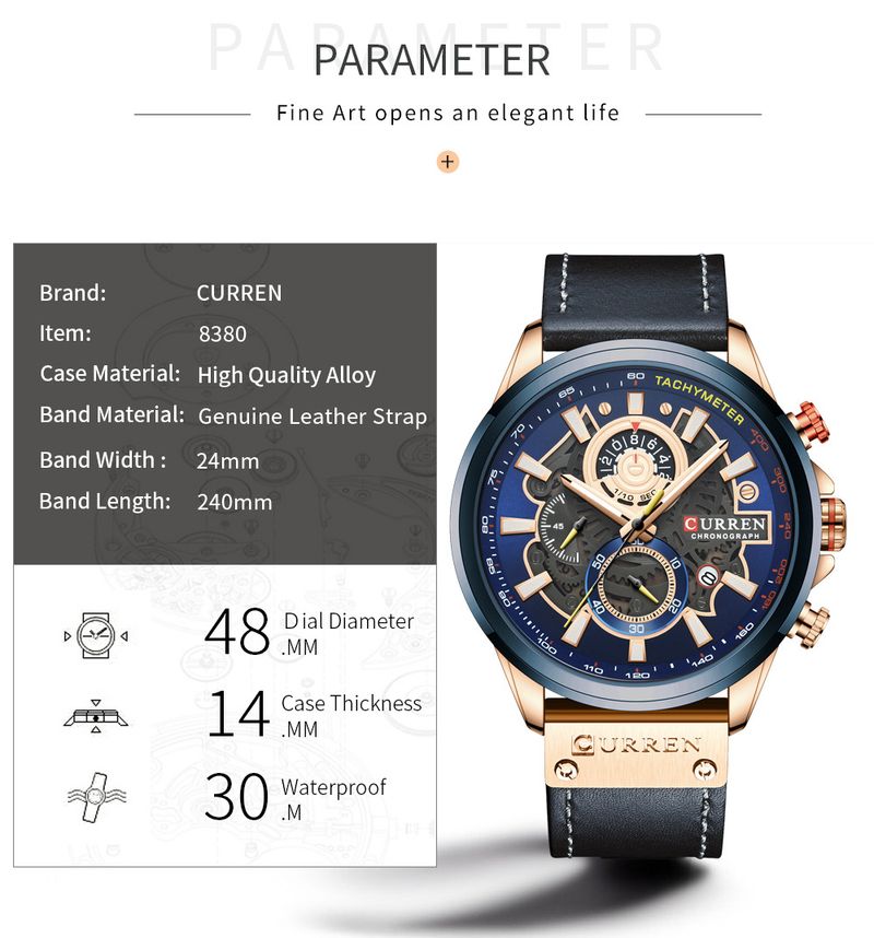 Men's Casual Quartz Watch With Calendar, Water Resistant, Leather Strap, Round Dial, Alloy Case Business Simple Calendar Men's Watch Belt Watch_voghion.com