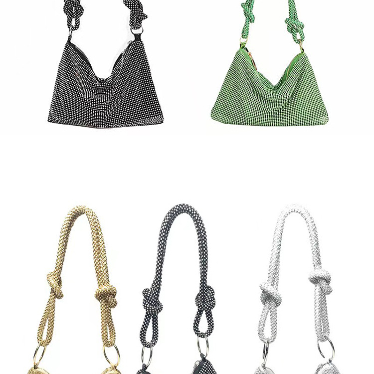 New women's bag with diamond inlaid handbag, banquet bag, rhinestone bag, underarm bag, hand-held small bag_voghion.com