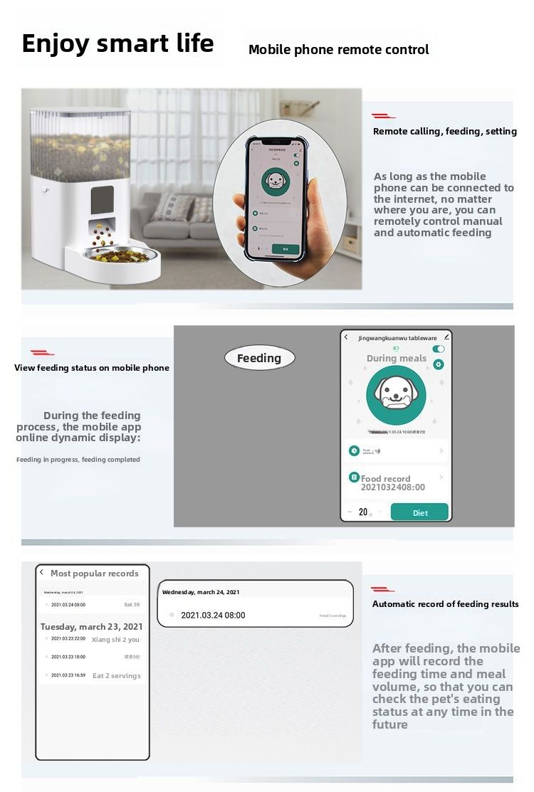 Smart WiFi Pet Feeder With Timer, Portion Control, Dual Bowls And Visual Monitoring For Cats And Dogs_voghion.com