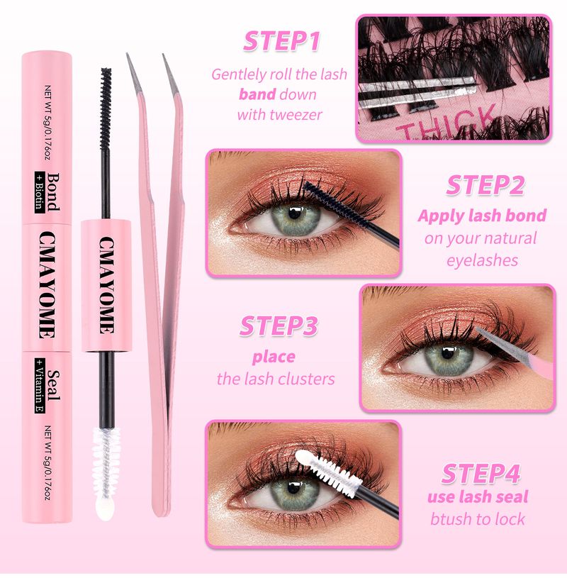 False Eyelashes Segmented Single Cluster DIY False Eyelash Extension Kit 3D Natural Fluffy Thick Curled Eyelashes_voghion.com