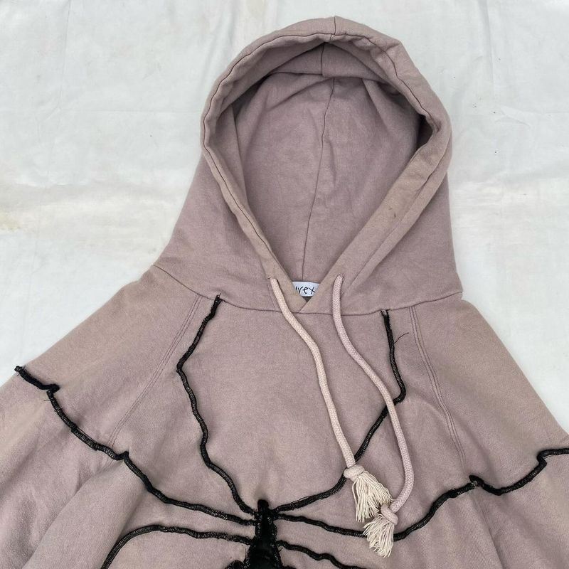 Men's Clothing Retro Spider Stripe Splicing Loose Pullover Hooded Sweatshirt_voghion.com