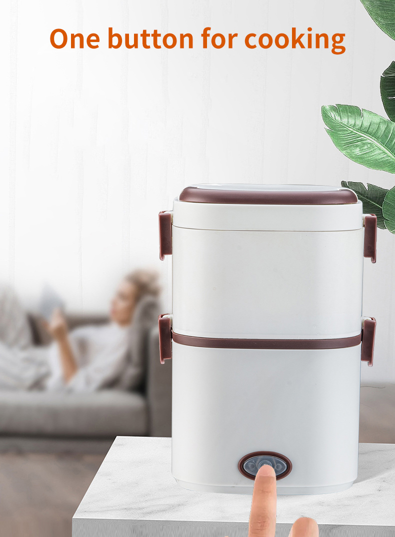 Elektrisk riskokare 220V Uppvärmning Lunchlåda 2 Lager Självkokningsmaskin Mat Ångkokare Matförvaringslåda för hemmakontorskola_voghion.com